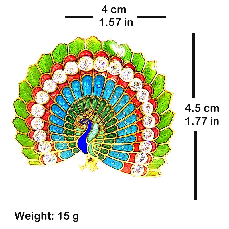 Peacock Enamel Brooch